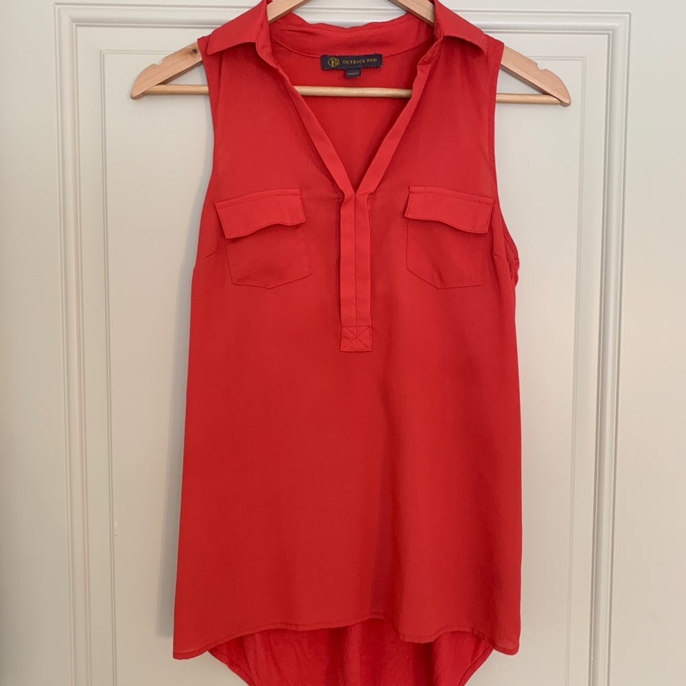 Red Sleeveless Blouse